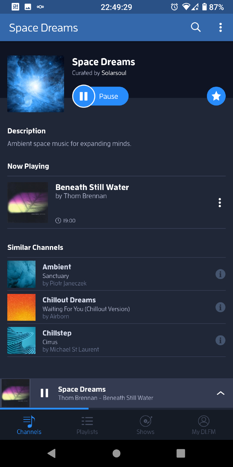 Channel detail page